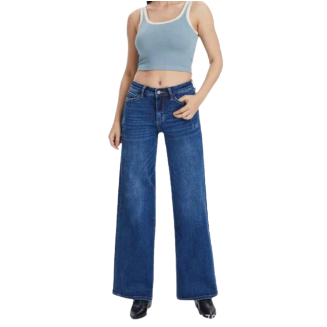Trevalisse Mid-Rise Wide-Leg Jeans